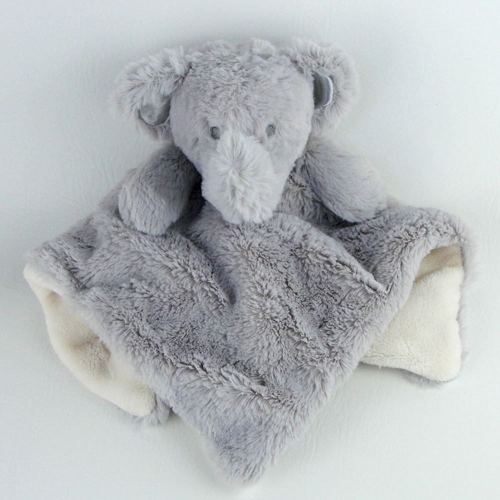 Kellytoy Gray Elephant Plush Lovey  Security Blanket Rattle Cream Fleece 2019
